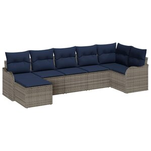 vidaXL Ensemble de canapé de jardin 7 Pièces Gris polyrotin