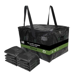 Pack and Move - Lot 6 Sacs Rangement Recylés - 55 x 35 x 30 cm - Poignées solides - Déménagement et Transport - Ultra Résistant - Réutilisable - 55L