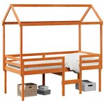 vidaXL Lit haut sans matelas cire marron 90x200 cm bois de pin massif