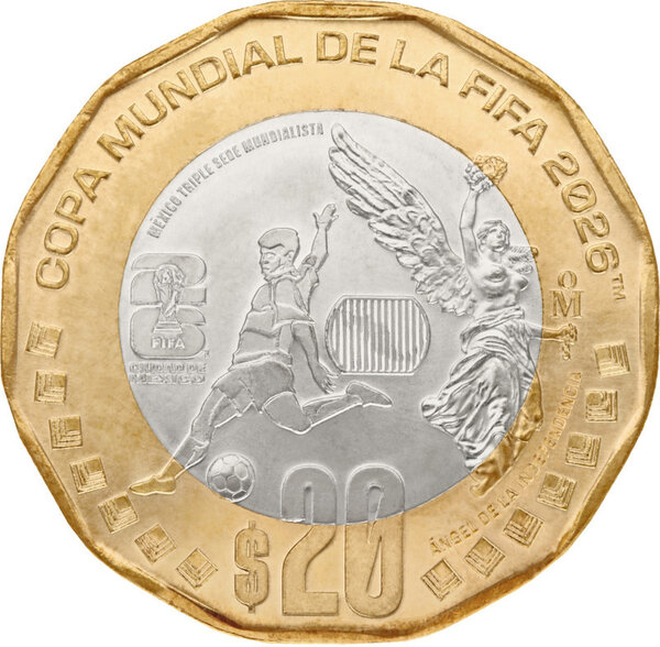 Monnaie FIFA WORLD CUP 26 Angel Independencia Cupronickel 20 Pesos Mexico 2026