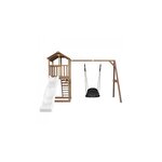 AXI Beach Tower avec Nid Roxy Balancoire Marron Toboggan Blanc