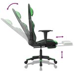 vidaXL Chaise de jeu avec repose-pied Noir et vert Similicuir