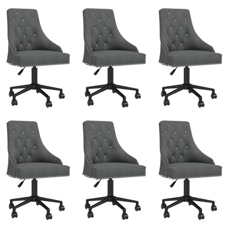 vidaXL Chaises pivotantes à manger lot de 6 Gris foncé Velours