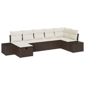 vidaXL Ensemble de canapé de jardin 7 Pièces Marron 55 x 62 x 69 cm