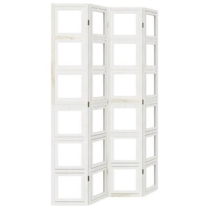 vidaXL Cloison de séparation 4 panneaux blanc bois de paulownia massif