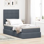 vidaXL Lit avec rangement et LED Gris foncé 90 x 200 cm Velours