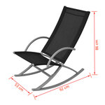 vidaXL Chaises à bascule de jardin lot de 2 Acier et textilène Noir