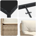 vidaXL Set de salle à manger de jardin 5 pièces avec coussins Beige Poly Rattan