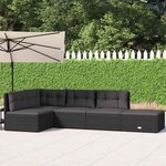 vidaXL Salon de jardin 5 Pièces avec coussins Noir Résine tressée