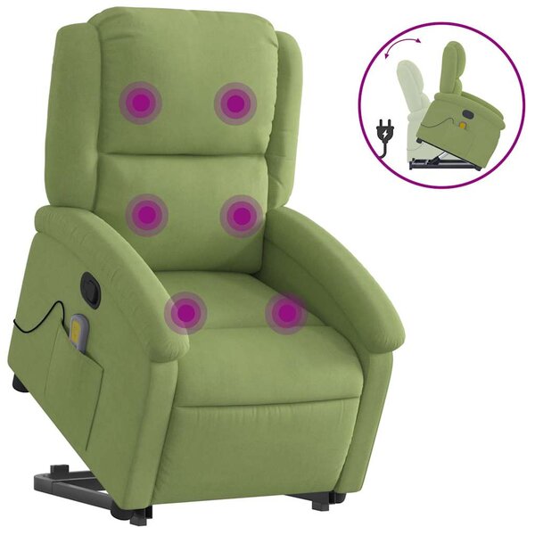 vidaXL Fauteuil de massage inclinable Vert clair Velours