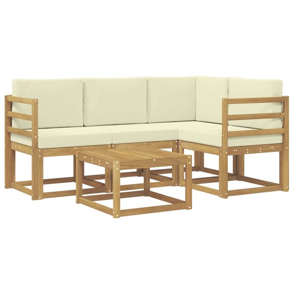 vidaXL Ensemble de canapés d'extérieur 5 pc Blanc et crème