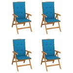 vidaXL Chaises inclinables de jardin avec coussins 4 Pièces Teck solide