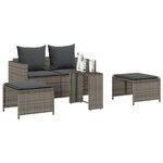 vidaXL Salon de jardin 5 Pièces avec coussins empilable gris polyrotin