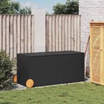 vidaXL Boîte de rangement de jardin et roues noir 283L résine tressée