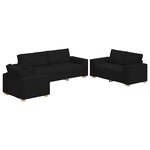 vidaXL Canapé 3 Pièces Noir 220 x 80 x 84 cm Tissu en lin mélangé