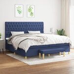 vidaXL Sommier à lattes de lit avec matelas Bleu 200x200 cm Tissu