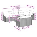 Ensemble de canapé de jardin 8 pièces avec coussins gris en rotin synthétique