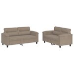 vidaXL Ensemble de canapés 2 Pièces avec coussins taupe tissu microfibre