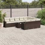 vidaXL Salon de jardin et coussins 11 Pièces marron résine tressée