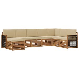 vidaXL Ensemble de canapés d'extérieur avec coussin 6 Pièces Naturel