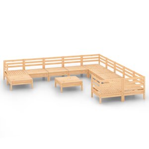 Salon de jardin meuble d'extérieur ensemble de mobilier 12 pièces bois de pin massif 02_0015699