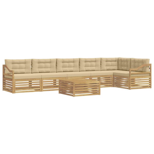 vidaXL Ensemble de canapés d'extérieur 7 pc Blanc et Beige Polyester