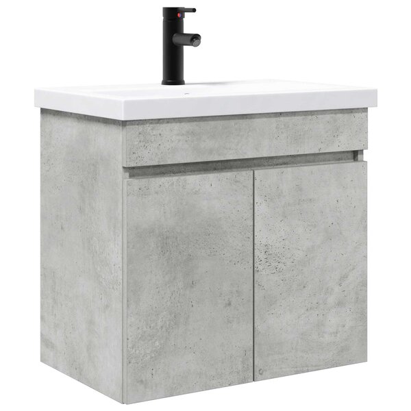 vidaXL Meuble de salle de bain avec robinet Gris béton