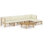 vidaXL Salon de jardin 6 Pièces avec coussins blanc crème bambou
