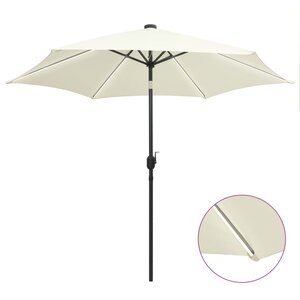 vidaXL Parasol de jardin et lumières LED mât en aluminium blanc sable