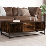vidaXL Table basse chêne fumé 100x57x35 cm bois d'ingénierie et métal