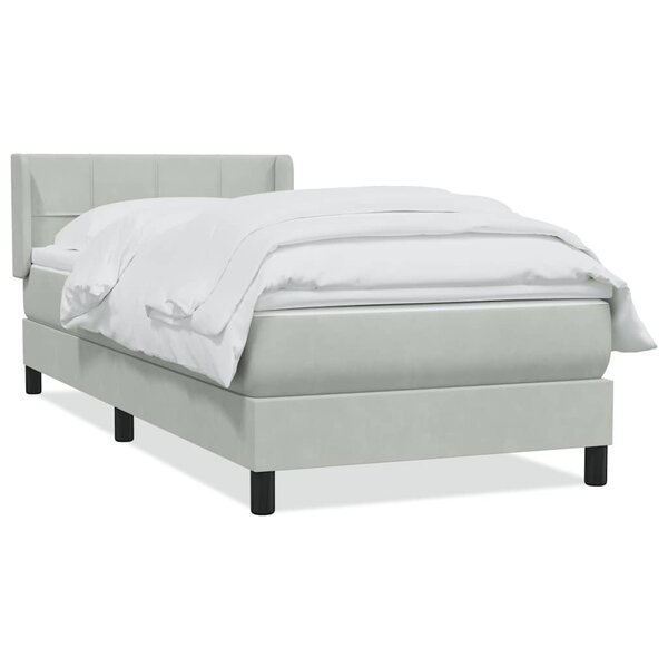 vidaXL Sommier à lattes de lit et matelas gris clair 100x210cm velours