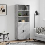 vidaXL Buffet haut Gris béton 69 5x34x180 cm Bois d'ingénierie