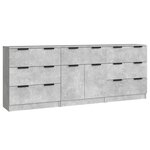 vidaXL Buffets 3 Pièces gris béton bois d'ingénierie