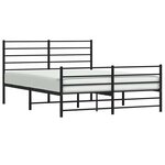 vidaXL Cadre de lit métal sans matelas avec pied de lit noir 160x200cm