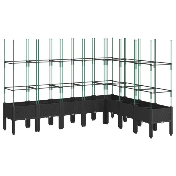 vidaXL Jardinière avec treillis noir 200x160x142 5 cm PP