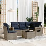 vidaXL Salon de jardin 6 Pièces avec coussins gris résine tressée
