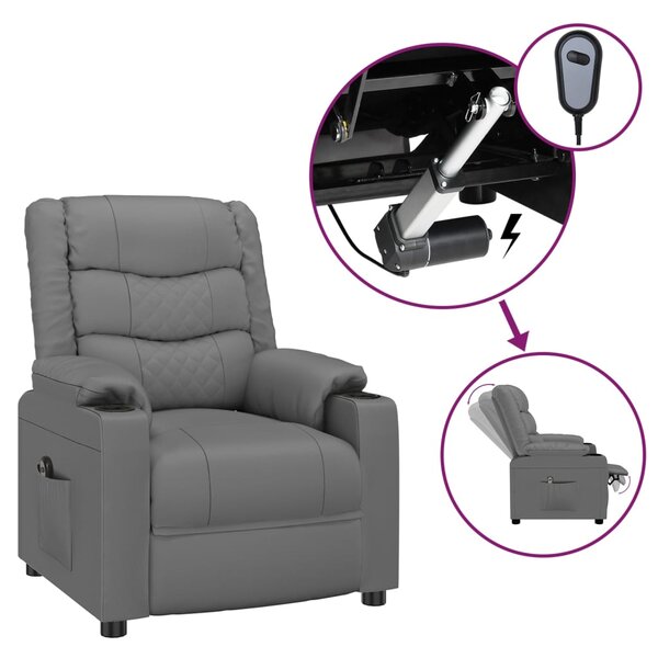 vidaXL Fauteuil inclinable électrique Gris Similicuir