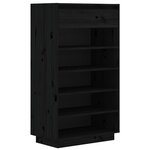 vidaXL Armoire à chaussures Noir 60x34x105 cm Bois de pin massif
