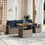 vidaXL Salon de jardin 6 Pièces avec coussins gris résine tressée