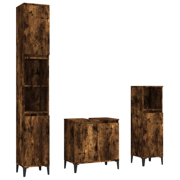 vidaXL Ensemble de meubles de salle de bain 3 Pièces Chêne fumé