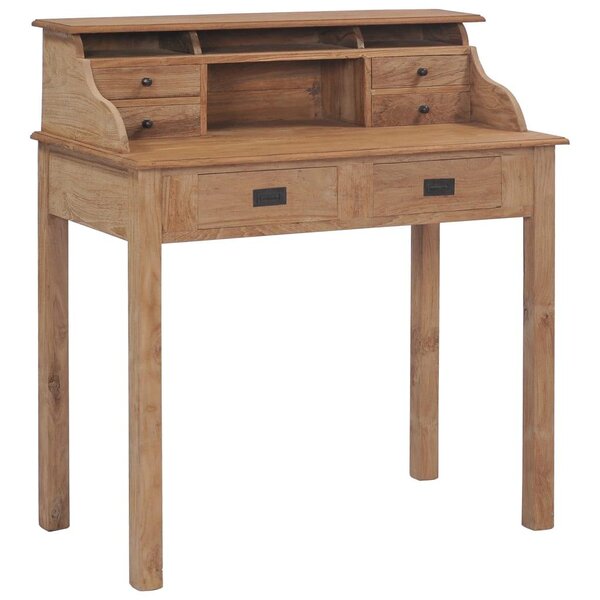 Bureau table meuble travail informatique 100 cm bois de teck massif 0502117