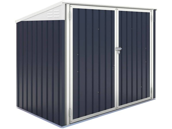 Cache poubelle en métal "New York" - 100 x 172 x 131 cm - Gris