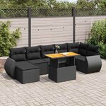 vidaXL Salon de jardin 8 Pièces avec coussins noir résine tressée