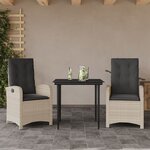 vidaXL Ensemble à manger de jardin 3Pièces coussins gris clair poly rotin