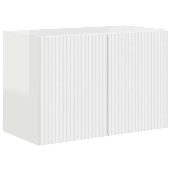 vidaXL Meuble TV mural Montage mural Blanc brillant 59 5 x 31 x 40 cm