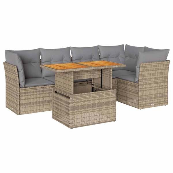 vidaXL Salon de jardin avec coussins 6 Pièces beige résine tressée
