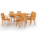 vidaXL Ensemble à manger de jardin 7 Pièces Bois de teck massif