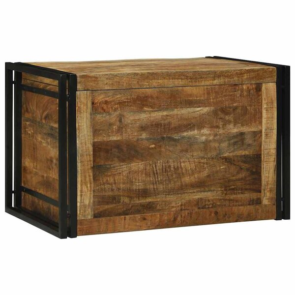 vidaXL Boîte de Rangement 80 x 50 x 50 cm Bois de mangue brut et métal