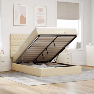 VidaXL Cadre de lit ottoman avec matelas crème 140x190 cm tissu