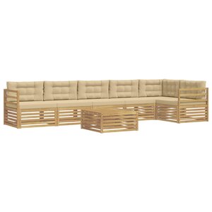 vidaXL Ensemble de canapés d'extérieur 7 pc Blanc et Beige Polyester